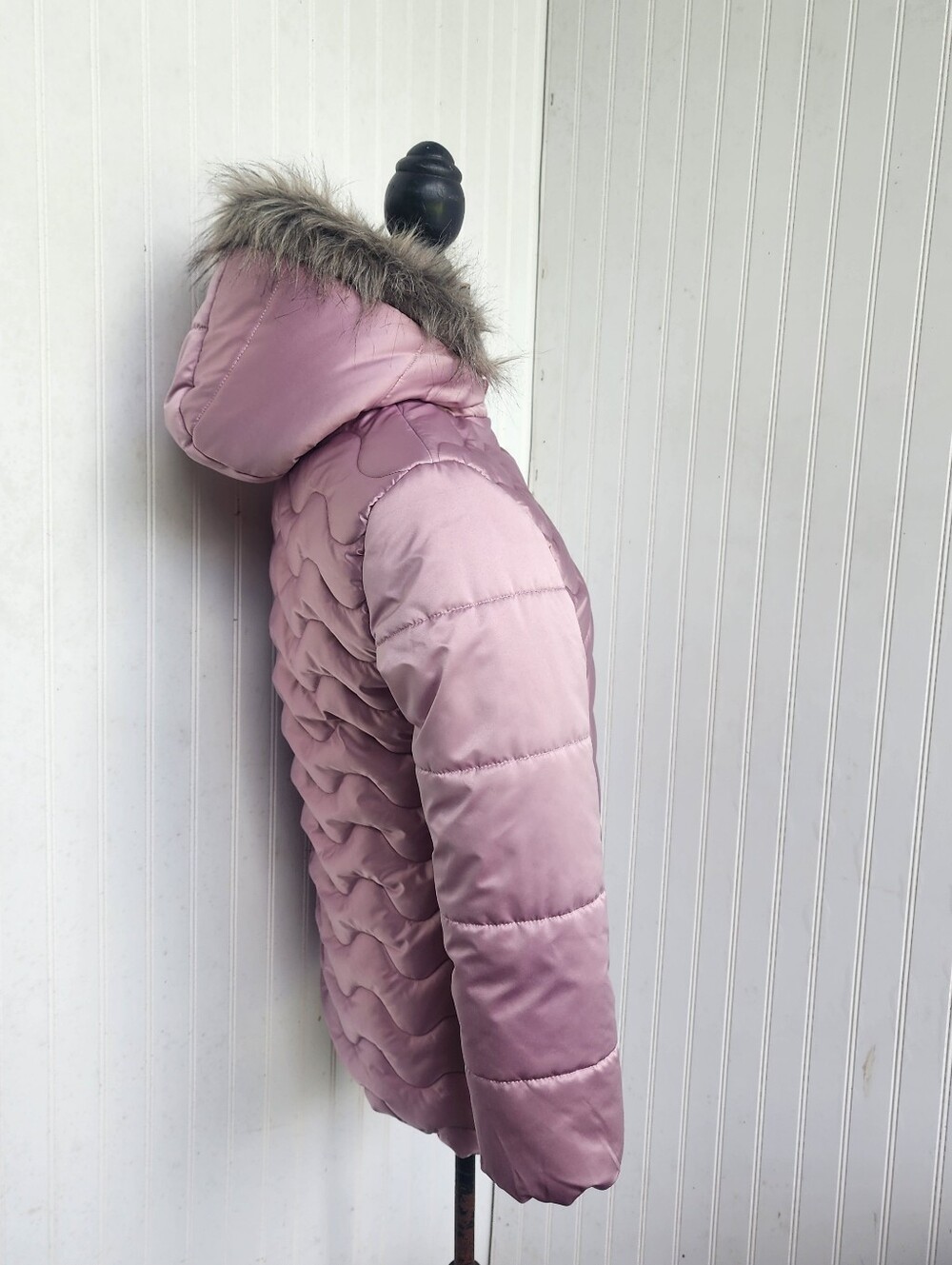 Rothschild Youth Girls Satin Quilted Faux Fur Puffer Jacket Full Zip Sz XL (16) - Picture 4 of 16